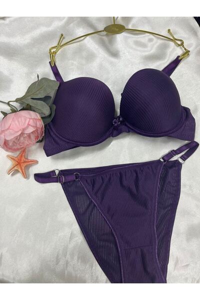 MODELLİFE Μωβ Σετ Σουτιέν με Διπλή Υποστήριξη, Διπλή Υπέρ-Υποστήριξη, Push Up...