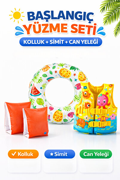viyol marketim Çocuk Havuz Deniz Seti – 3’lü Yüzme Öğrenme Seti (Kolluk + Sim...