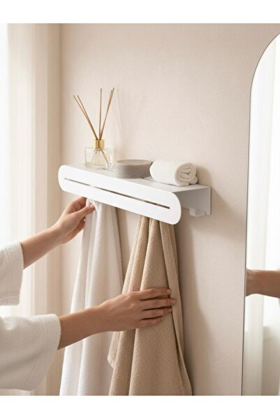 Form Design Metal Raflı Banyo Askılığı – Yapışkanlı Havlu Elbise Askısı – Ant...