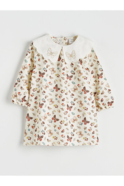 LC Waikiki Peak New Season Baby Collar Printed Girl's Dress