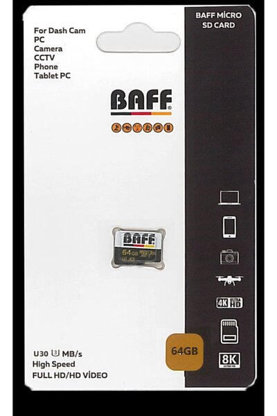 Baff 64GB Hafıza Kartı Video Kayıt Destekli U3 A2 Standartlarında
