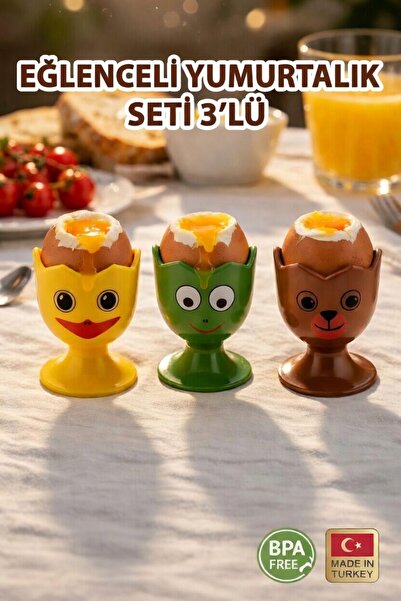 GENCHOME HOMEWARE 3’lü Eğlenceli Yumurta Kabı | Çocuk Kahvaltı Sunumluk Sevim...