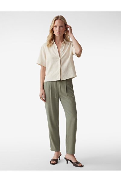 Koton Comfortable Fit Bow-Tie Lace-Up High-Waist Viscose Jogger Pants