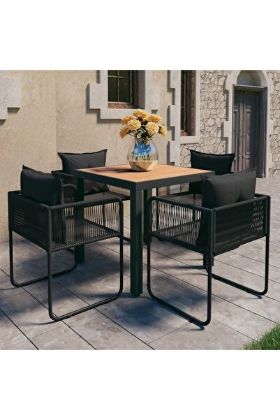 Concept Set mobilier masă de grădină, 5 piese, negru și maro, ratan PVC
