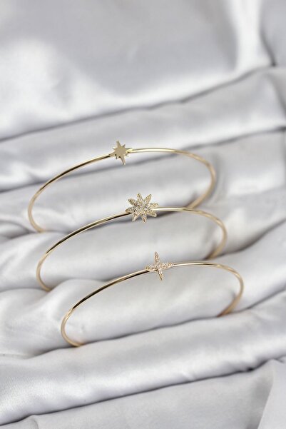 P Parla Zircon Stone Polar Star Model Gold Color 3-Piece Women's Bracelet Com...