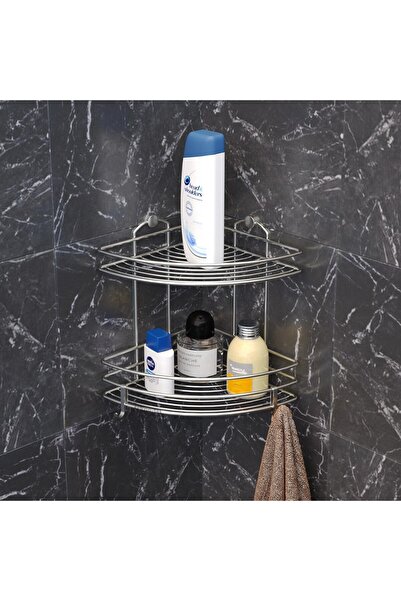 Teknotel İki Katlı Kancalı Banyo Rafı Paslanmaz Inox BK022H