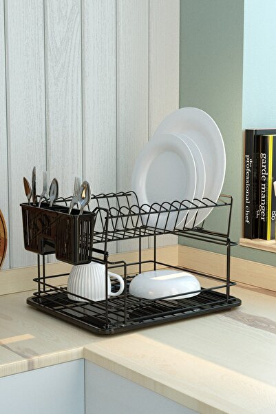 Double Layer Modular Dish Plate Dish Holder Black KB010