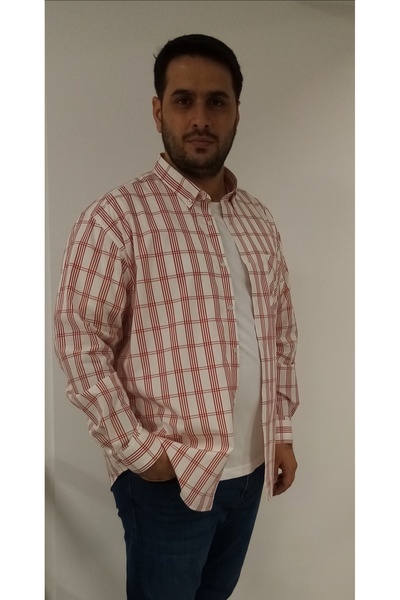 TOUSUS Large Size Plaid White Men's Shirt Btl-6128-Tss