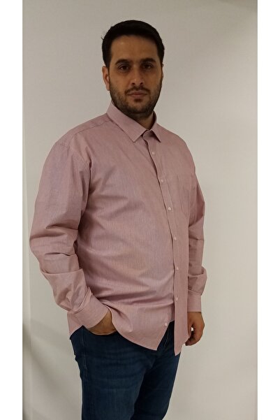 TOUSUS قميص رجالي مخطط باللون الأحمر مقاس كبير BTL-6126-TSS