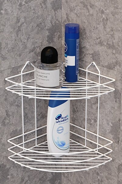 Teknotel İki Katlı Banyo Köşe Rafı Beyaz BK002