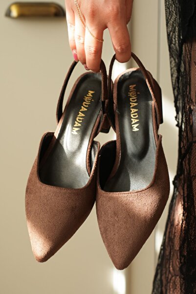 MODAADAM Γυναικεία παπούτσια Monaco με χαμηλό τακούνι - Καφέ-Σουέντ