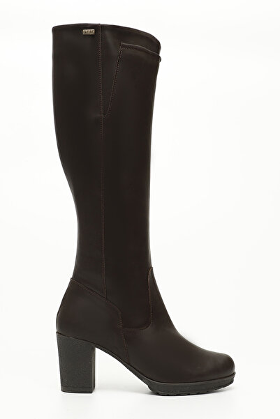 GÖNDERİ(R) Γυναικείες/Κορίτσια Καφέ Αντίκες Μπότες με Χοντρό Τακούνι με Φερμουάρ