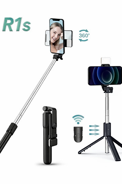 OEM Selfie Stick R1S cu Lumină LED, Bluetooth, Trepied, Telecomandă, pentru L...