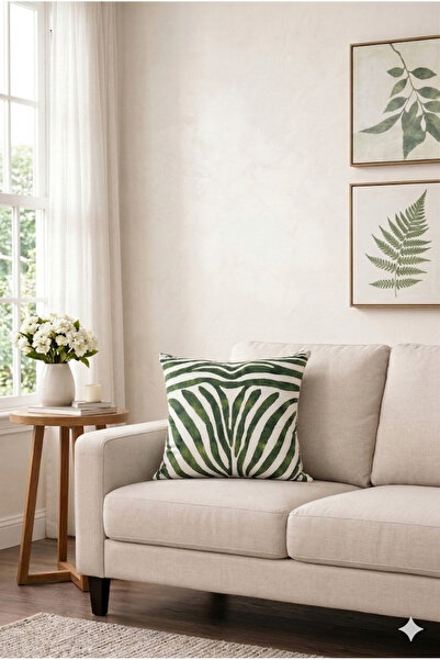 ASDİVA Equus Zebra Dalga Desen Dekoratif Kırlent Kılıfı 43x43 - Yeşil