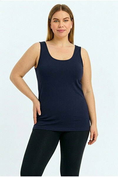 HNX Γυναικείο εσώρουχο Navy Blue Cotton Plus Size Thick Strap