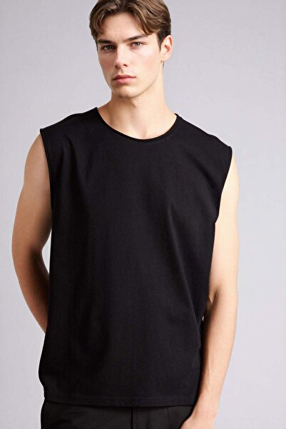 DeFacto 100% Cotton Boxy Fit Crew Neck Basic Plain Undershirt C7205Ax24Hs