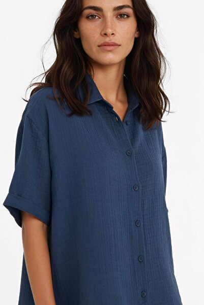 DeFacto 100% βαμβακερό πουκάμισο μουσελίνας κανονικής εφαρμογής F0884AX25SM