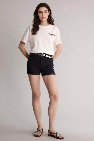 DeFacto Κανονική μέση διπλωμένο πόδι Basic Jean σορτς A1959ax23sm