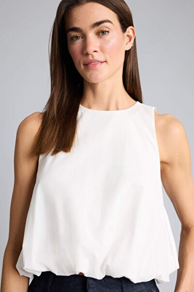 DeFacto Afra x Balloon Fıt Αμάνικη Μπλούζα Ποπλίνας με Λαιμόκοψη Ποδηλάτου H2...