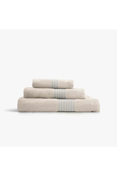 Green Black Σετ πετσετών 3 τεμαχίων Aya Linea Series σε μπεζ χρώμα, 100% βαμβ...