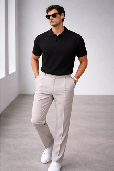 ModaYaren Men's Buttoned Polo Collar Knitwear T-Shirt - Md2042