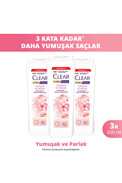 Women Kepeğe Karşı Etkili Şampuan Yumuşak ve Parlak 600 ml x3