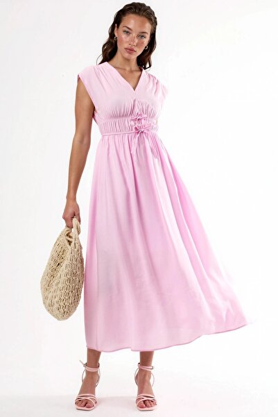 Hiccup Φόρεμα μίντι BUSEM με λεπτομέρεια δέσιμου στο λαιμό σε σχήμα V