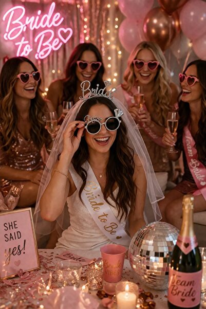 BeySüS Bride To Be Tac Gözlük Set Gümüş