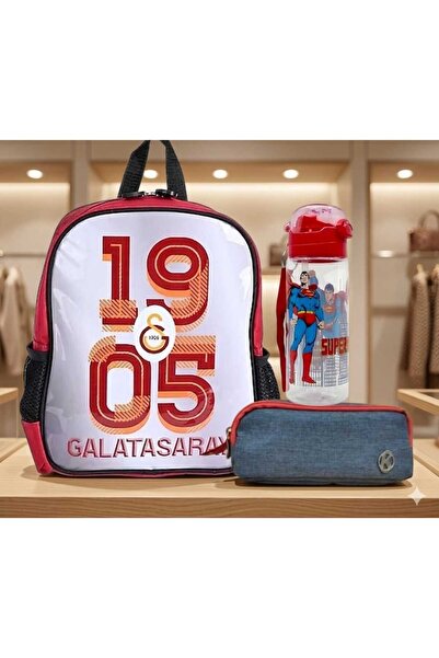 Galatasaray Anaokulu Çantası - Çift Gözlü Kalemlik - Lisanslı Suluk Matara He...