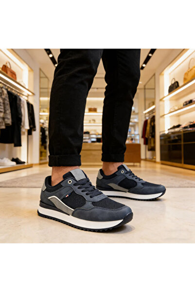 Tmall Pantofi sport bărbătești, cu inserții de plasă, B4057, albastru închis