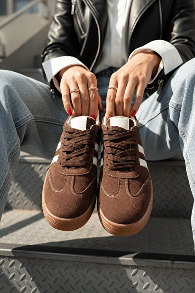 DİVOLYA Αθλητικά παπούτσια Samba Brown Suede με ρίγες στα πλαϊνά
