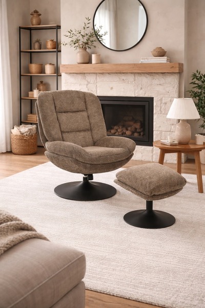DEC33 Premium Design Accent Lounge Chair with Footrest
