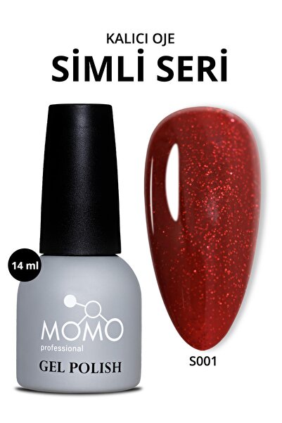 MOMO professional Kalıcı Oje S001, Simli Koyu Kırmızı, 14 ml