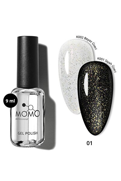 MOMO professional Protez Tırnak Kalıcı Oje Glitter Top Coat 01, Altın Sim, 9 ml
