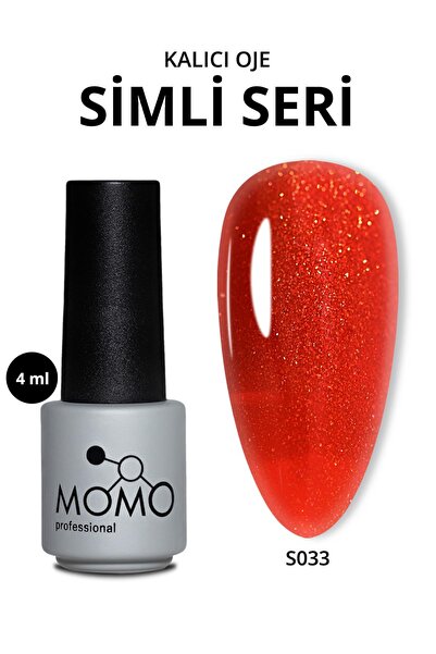 MOMO professional Kalıcı Oje S033, Altın Simli Alev Kırmızı, 4 ml