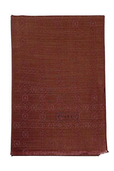 Vakko شال حرير قطني - هولوجرام جديد - طوب داكن