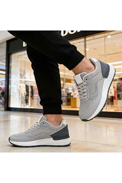 Tmall Pantofi sport bărbătești, cu inserții de plasă, B4054, gri