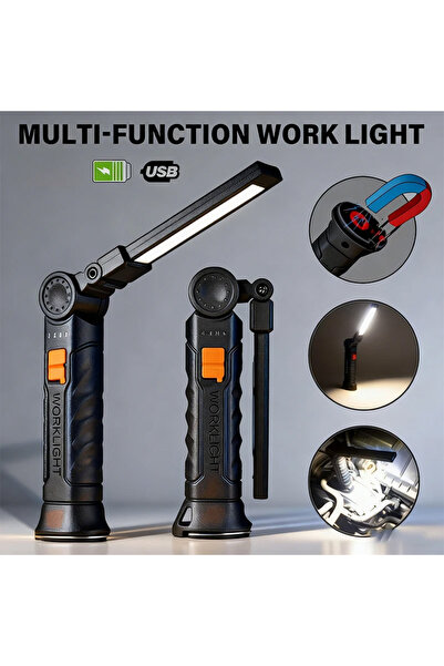 Small Portable COB LED Flashlight USB Rechargeable Work Light Magnetic Lanterna Hanging Lamp with Bu