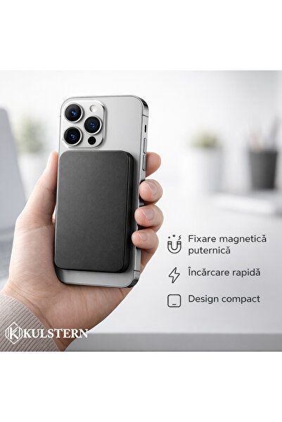 Kulstern Baterie externă 5.000 mAh cu încărcare rapidă, MagSafe, compatibilă cu iPhone 12-17 Pro și Android, cablu Type-C 20W