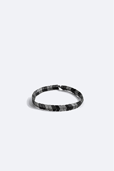 Avva Men's Anthracite Hematite Stone Bracelet B009615