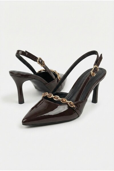 Giamgia Γυναικεία βραδινά παπούτσια στιλέτο με πέτρινο λουράκι, ανοιχτή πλάτη...