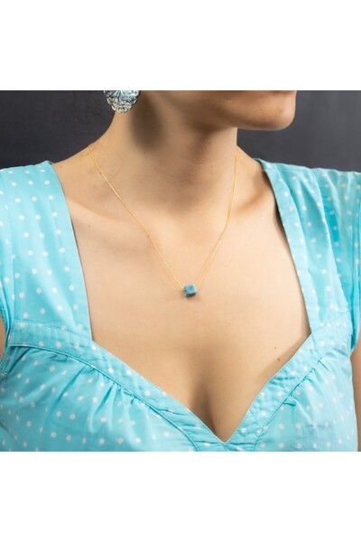 Ezera Λεπτό κολιέ με πέτρα απατίτη, Dara, επιχρυσωμένο με χρυσό 18 καρατίων