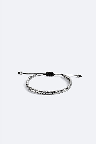 Avva Men's Silver Color Hematite Stone Bracelet B009603