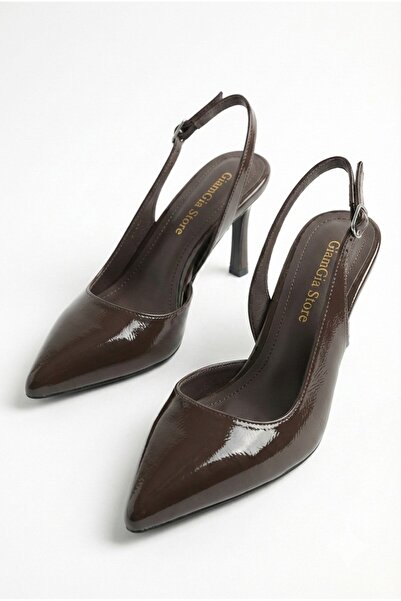 JOİN POLO Γυναικεία καφέ παπούτσια με μυτερή μύτη και λεπτομέρεια από ταινία,...