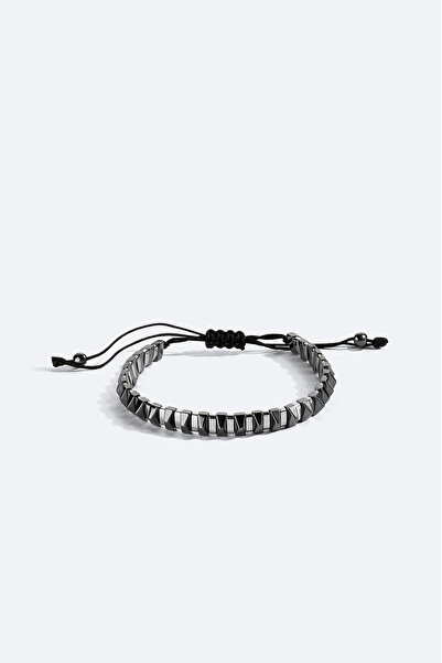 Avva Men's Silver Color Hematite Stone Bracelet B009607