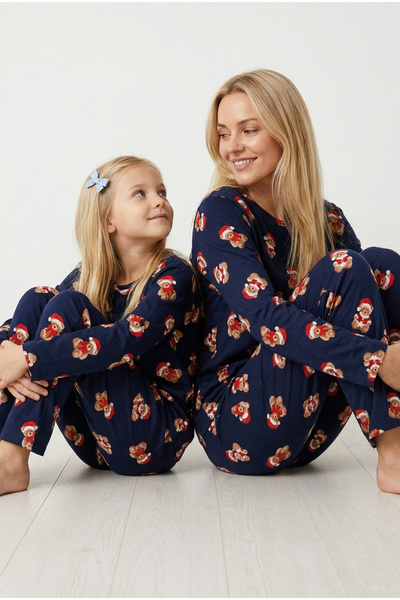 Siyah İnci Σετ πιτζάμες πλεκτό με θέμα τα Χριστούγεννα με σχέδιο αρκουδάκι, 1...