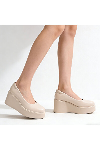 Tmall Pantofi casual de dama,Din piele ecologica,Cu Platforma,P1260,Bej