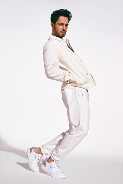 Avva Men's Ecru Basic Cotton 2-Thread Jogger E003403