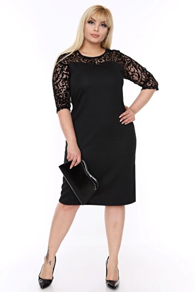 modayız Plus Size Black Dress 6C-69323