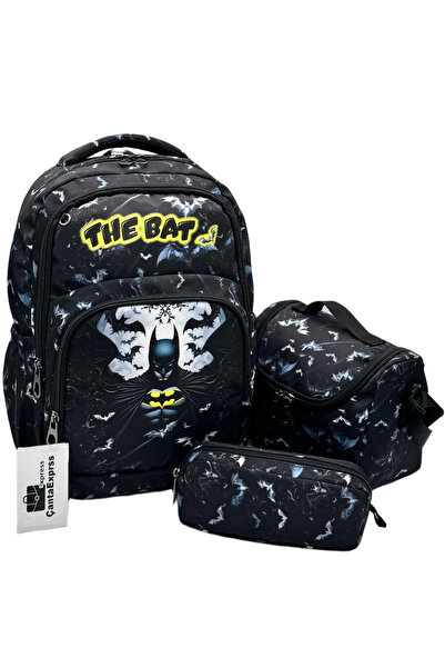 ÇantaExpress Σετ 3 τεμαχίων Μαύρο σακίδιο πλάτης για αγόρια με μοτίβο χαρακτή...